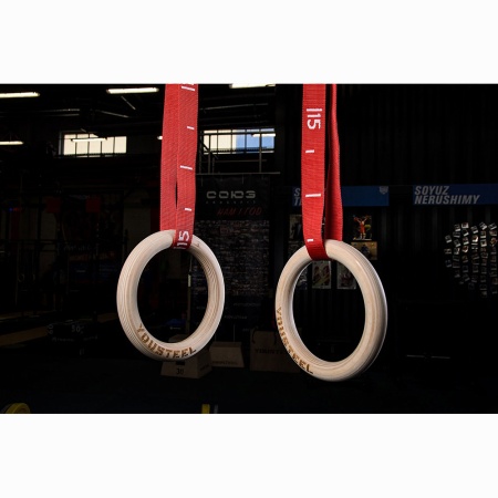 Купить Кольца гимнастические 32 мм красные стропы в Новошахтинске 