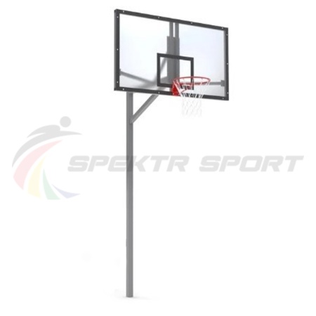 Купить Стойка баскетбольная уличная упрощенная со щитом из оргстекла, кольцом и сеткой SP D 412 в Новошахтинске 