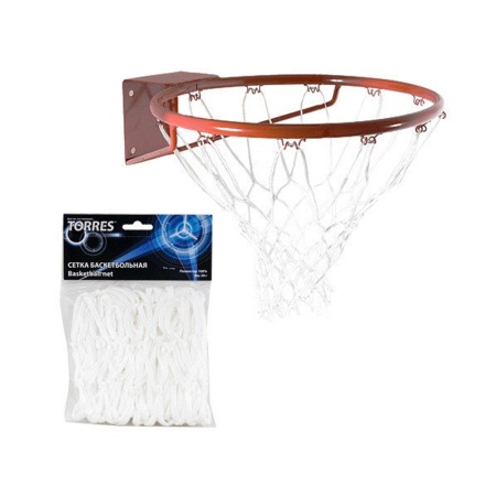 Купить Сетка баскетбольная Torres, нить 4 мм, белая в Новошахтинске 