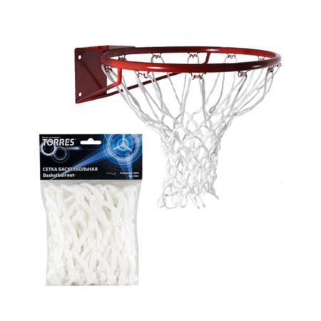 Купить Сетка баскетбольная Torres, нить 6 мм, белая в Новошахтинске 
