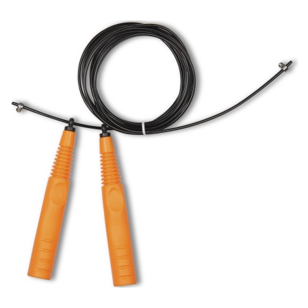 Купить Скакалка высокооборотная Кроссфит стальной шнур в оплетке 2.9 м чёрно-оранжевая в Новошахтинске 